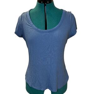 American Eagle Women’s Soft & Sexy Ribbed Tee - Blue - Size L